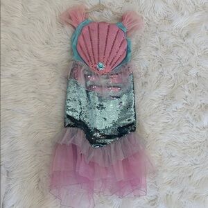 Toddler- Girls Pink & Aqua Mermaid Sequin Costume Dress